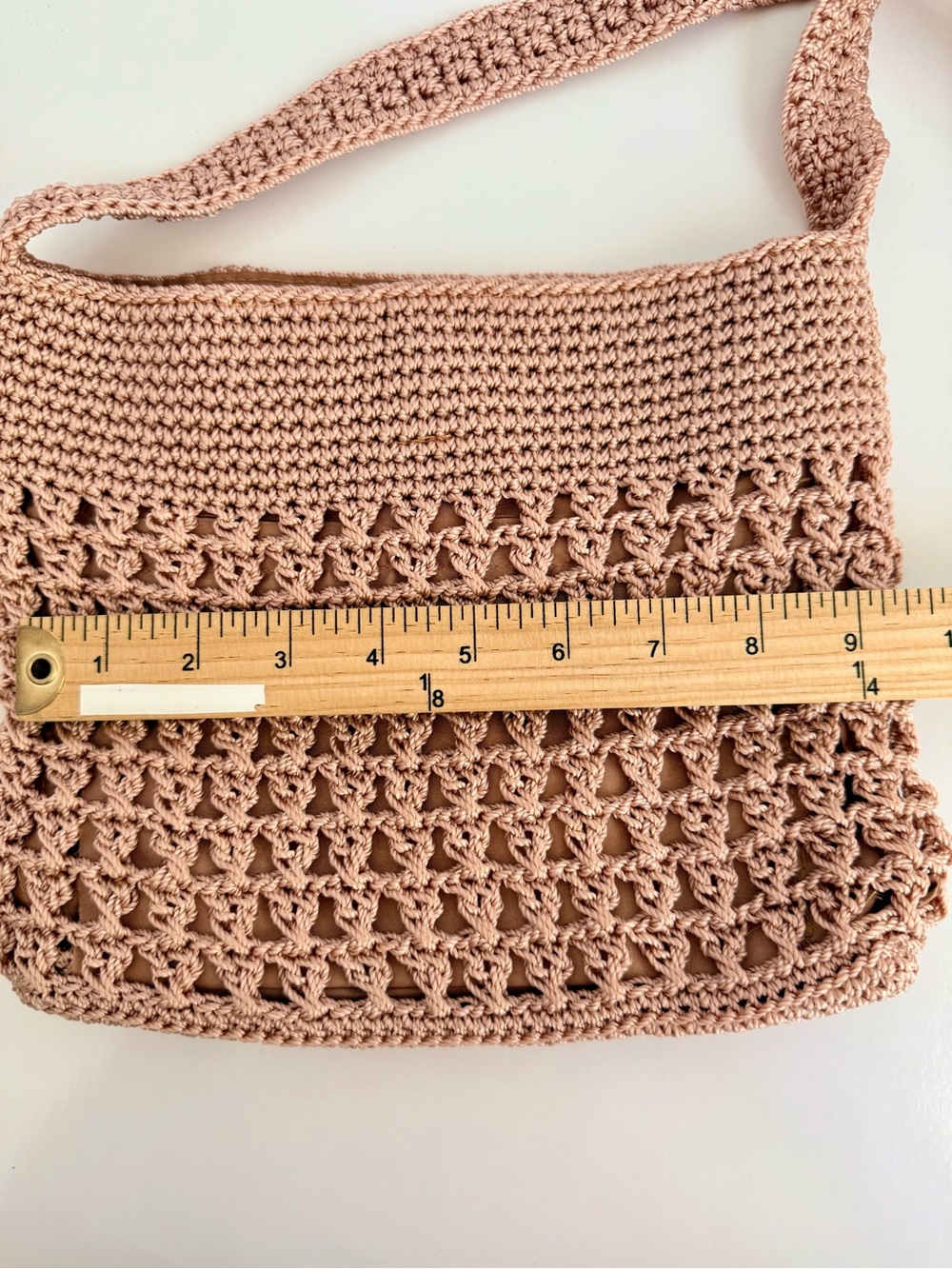 Handcrafted Crochet Crossbody Bag - Blush - Picture 5 of 6